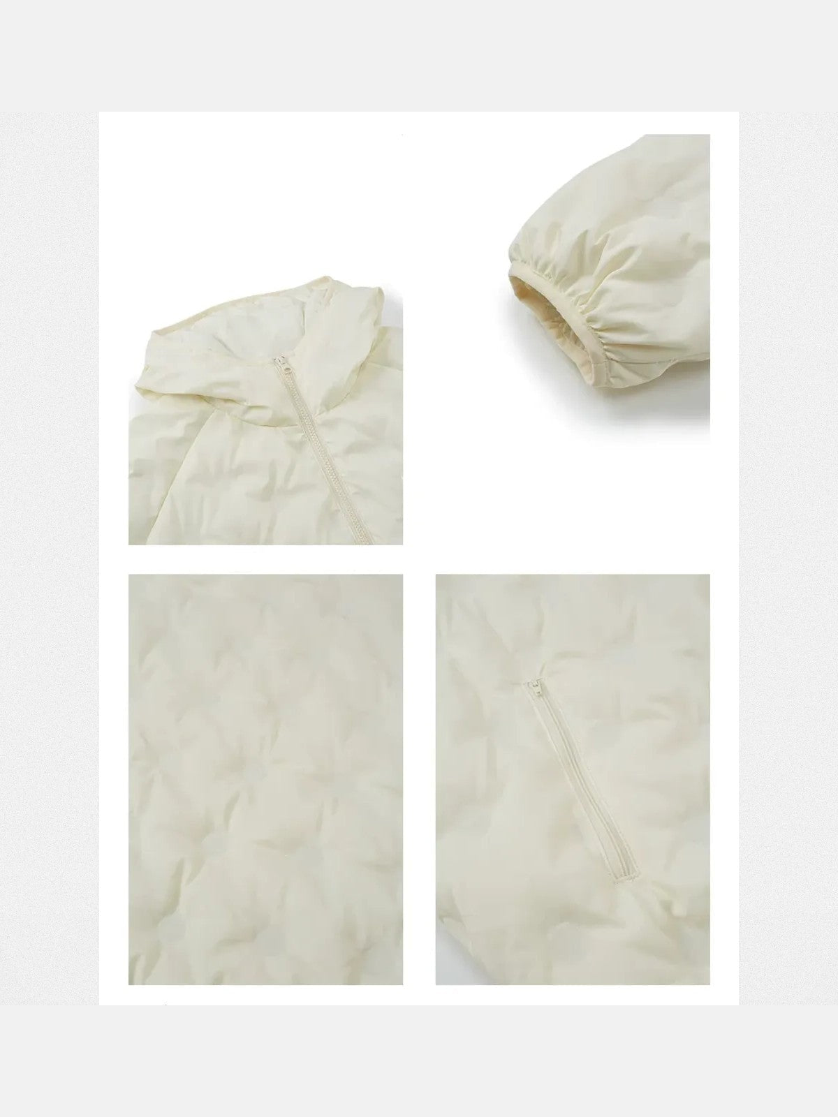 FPA Lightweight Embossed Down Puffer in White - Detail