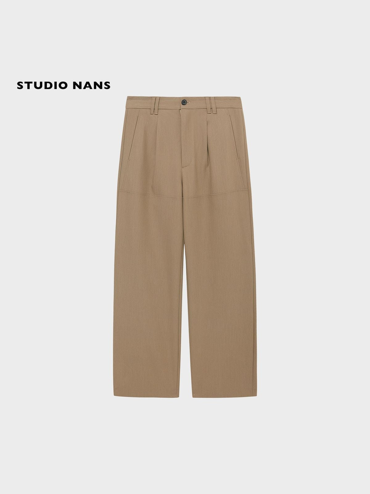 NANS Chain Textured Straight Leg Trousers in Beige