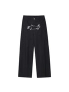 MEDM Embroidered Raw Denim Straight Leg Jeans in Blue