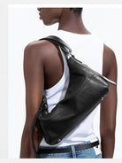 Grotto ArkHobo Small Calfskin Shoulder Bag in Brown - On Female Model