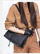 Grotto ArkHobo Small Calfskin Shoulder Bag in Brown - On Female Model