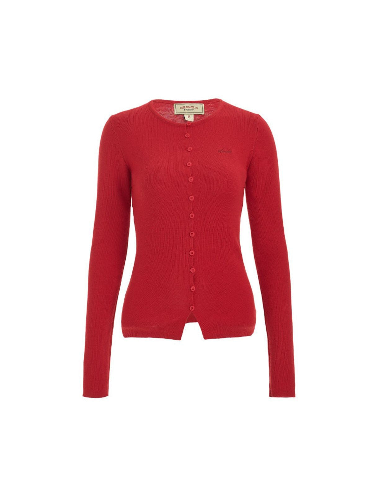 Amee Red Wool Blend Knit Cardigan in Red