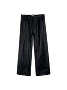 Simple Project Twisted Seam Metallic Leather Trousers in Black