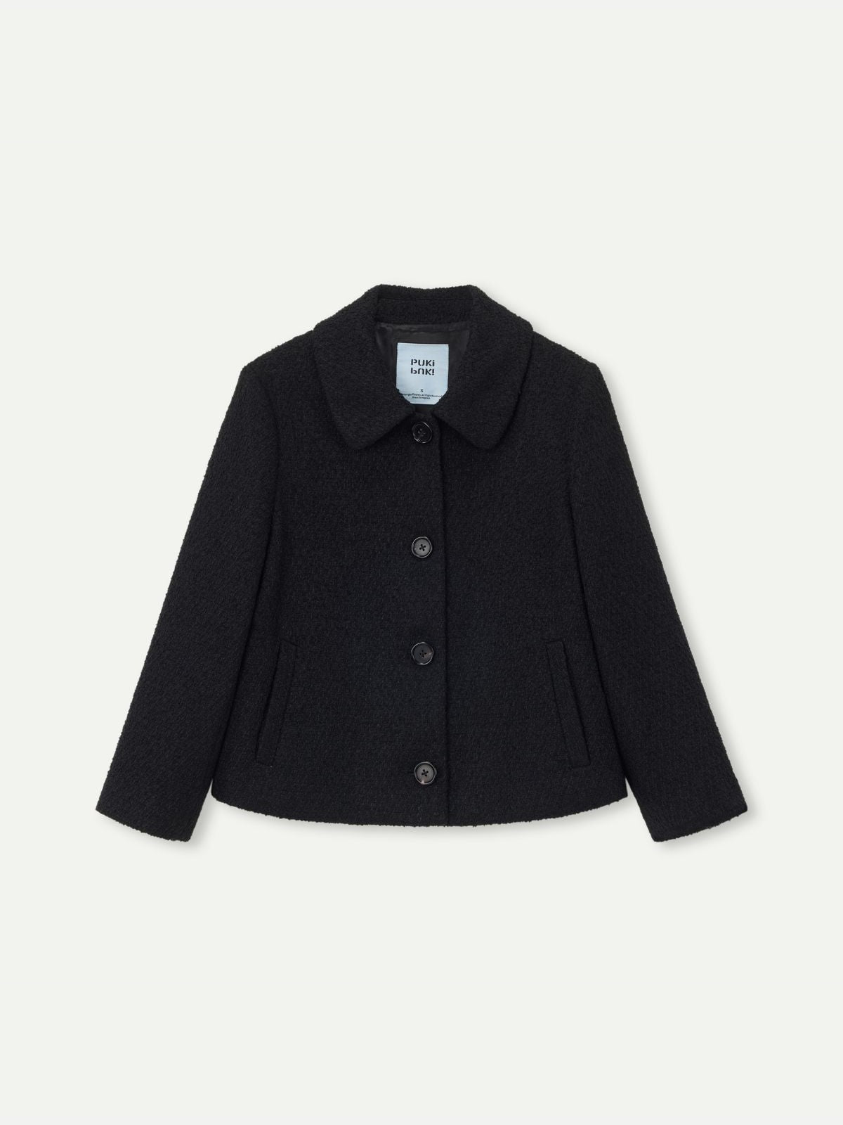 PUKI Cropped Tweed Jacket in Black