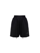 LOSTCTRL Raw Edge Embroidered Cotton Shorts in Black