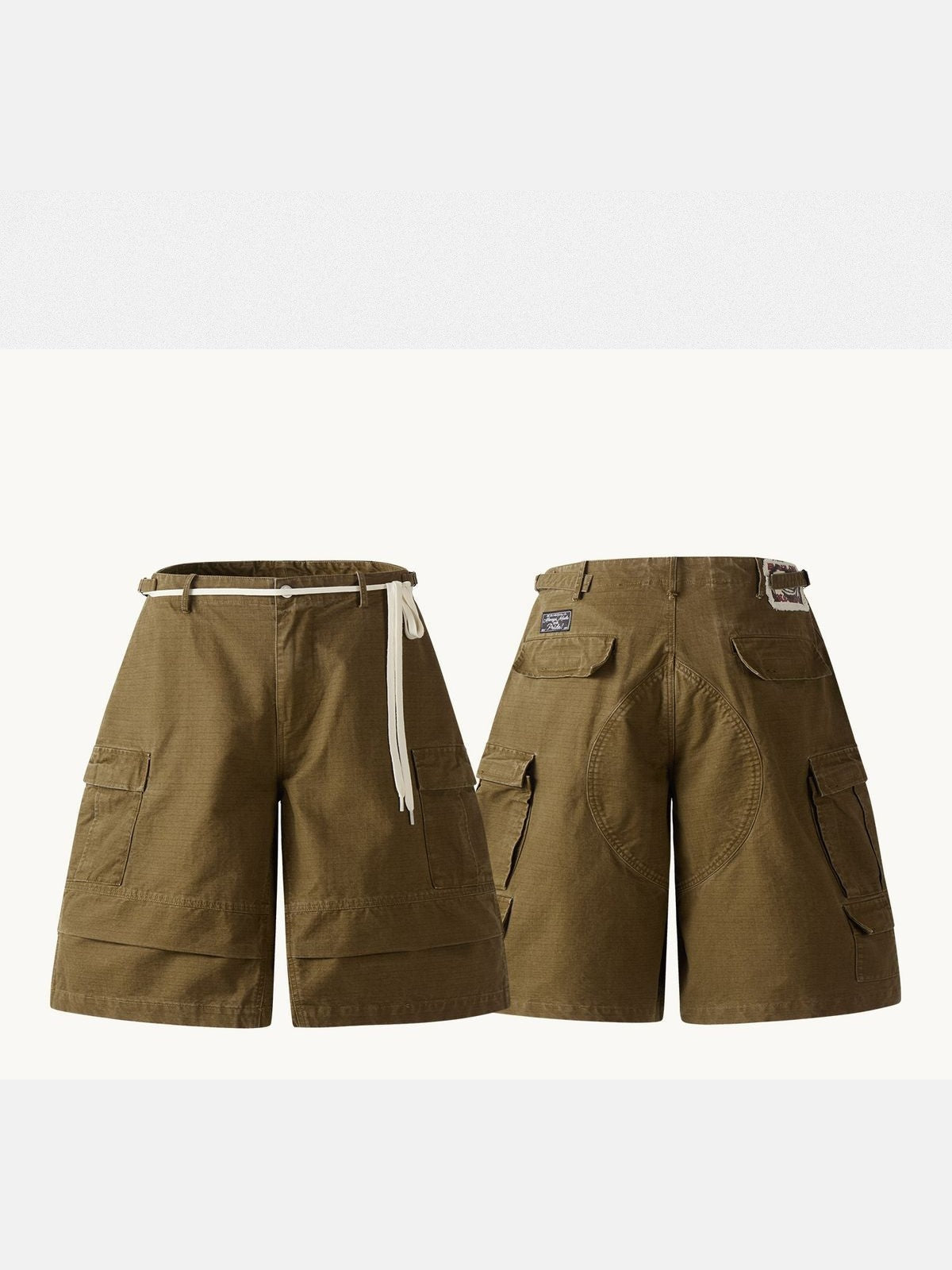 SWFI Distressed Wide Leg Cargo Shorts in Olive
