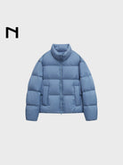 NANS 90 White Duck Down Crinkle Puffer in Sky Blue