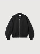 ROYA Linen Wool Curved Sleeve Bomber in Black