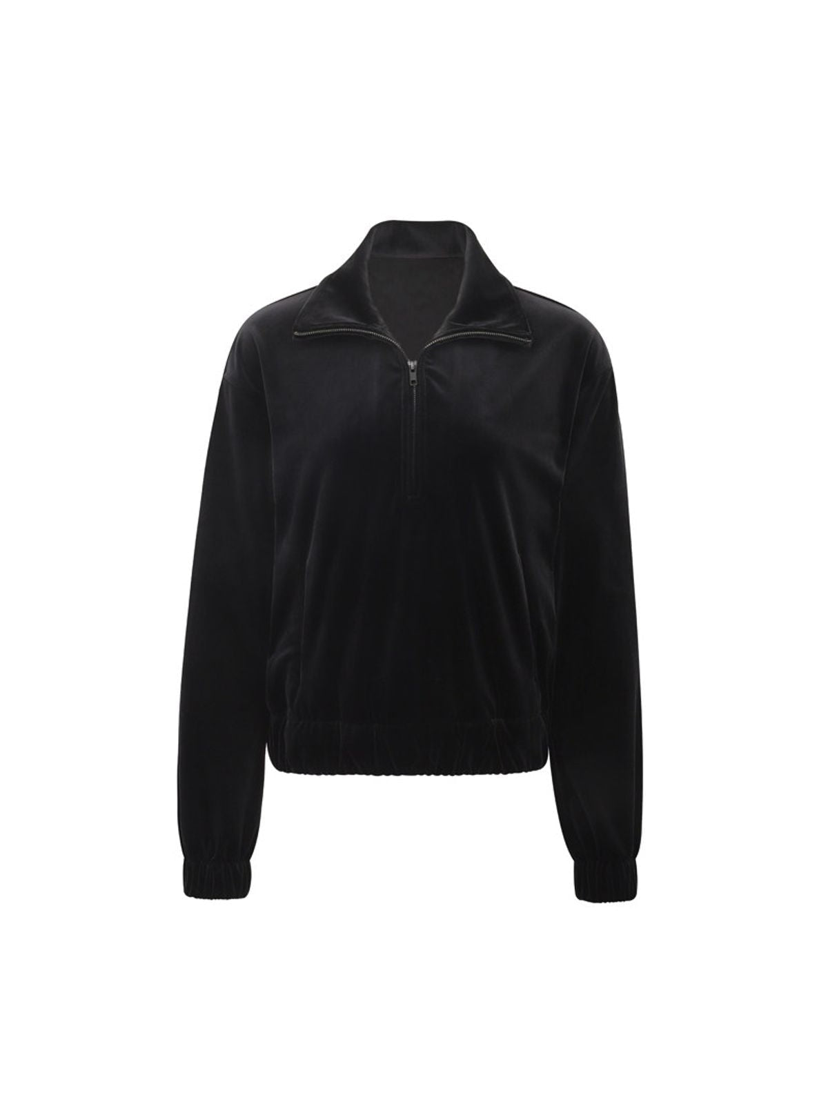 alright then Velvet Half Zip Sweatshirt in Black