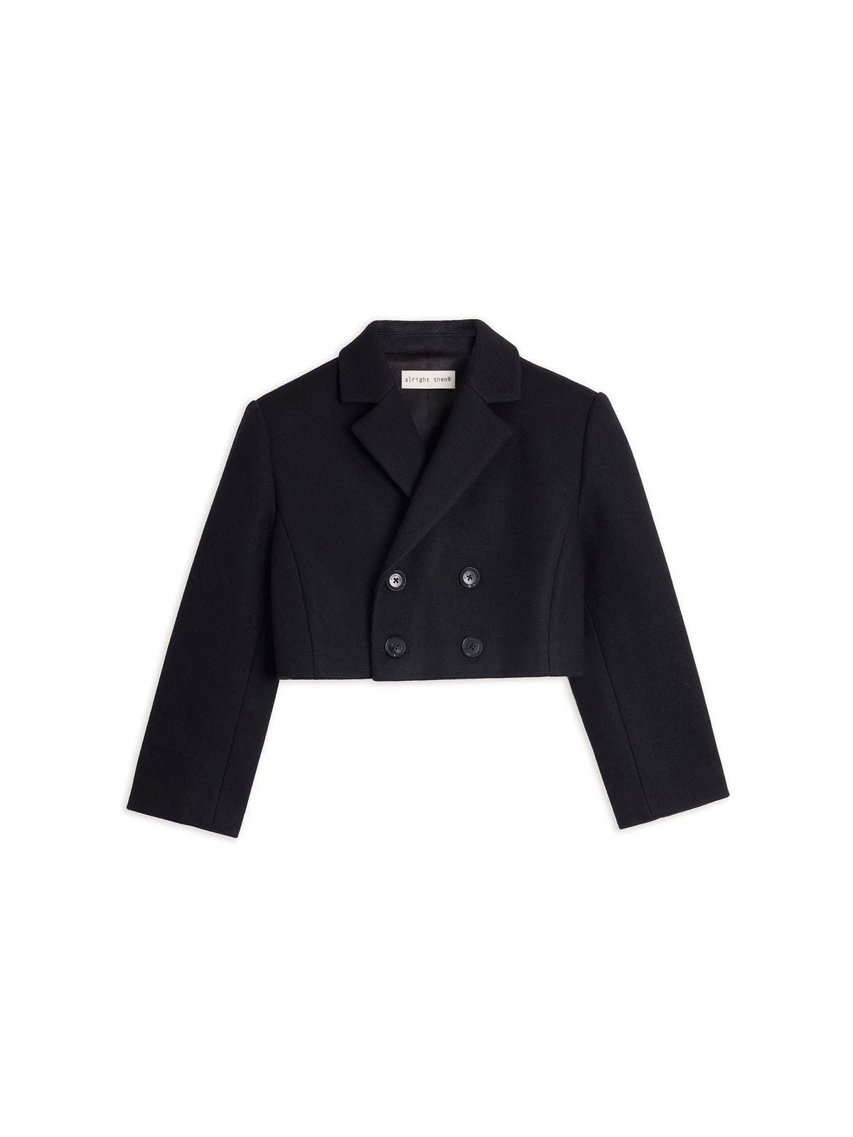 Alright Then Structured Wool Blend Cropped Blazer in Black