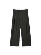 Simple Project Folded Placket Wool Blend Trousers in Green