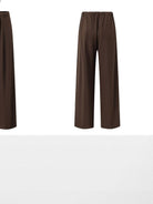 ROYA Wide Leg Wool Blend Trousers in Brown