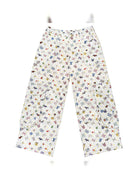 CFIERCE Sticker Print Wide Leg Cargo Pants in White