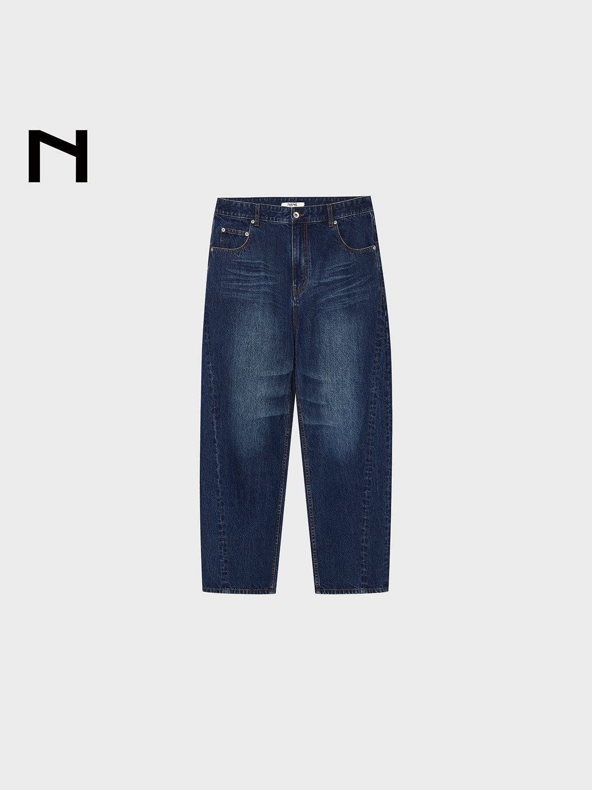 NANS 14oz Heavyweight Curved Leg Jeans in Navy Blue