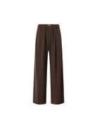 ROYA Wide Leg Wool Blend Trousers in Brown