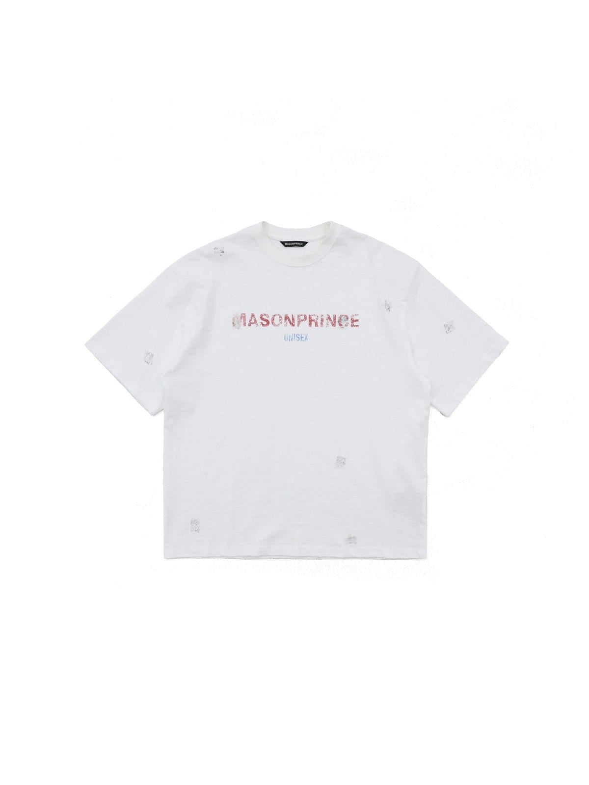 MasonPrince Distressed Slub Cotton T Shirt in White