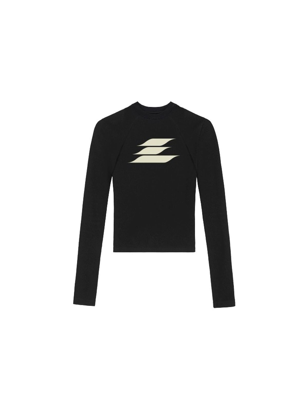 LostCtrl Cropped Logo Long Sleeve Tee in Black