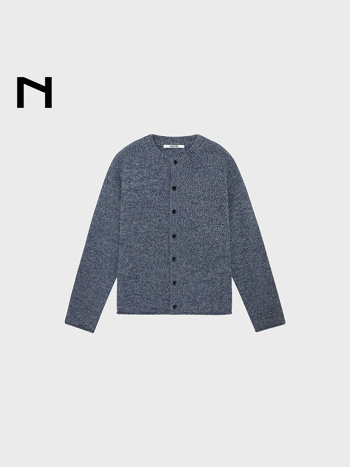NANS Melange Merino Wool Cardigan in Denim