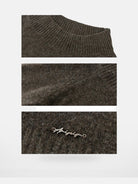 ARISEISM Folded Off Shoulder Knit Top in Coffee - Detail