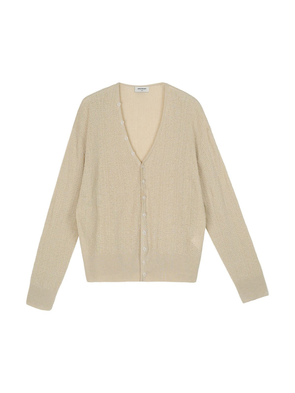 Simple Project Textured Linen Blend Cardigan in Beige
