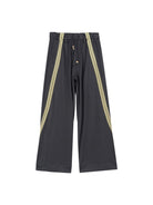 Simple Project Wide Leg Webbing Track Pants in Gray