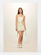 BeerBro Beaded Shell Print Mesh Dress in Mint - On Model