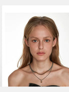 BLACKHEAD Two Tone Spliced Chain Necklace in Gray - On Model