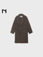 NANS Double Breasted Wool Cashmere Coat in Brown