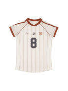 MasonPrince Striped Mesh Panel Jersey in White