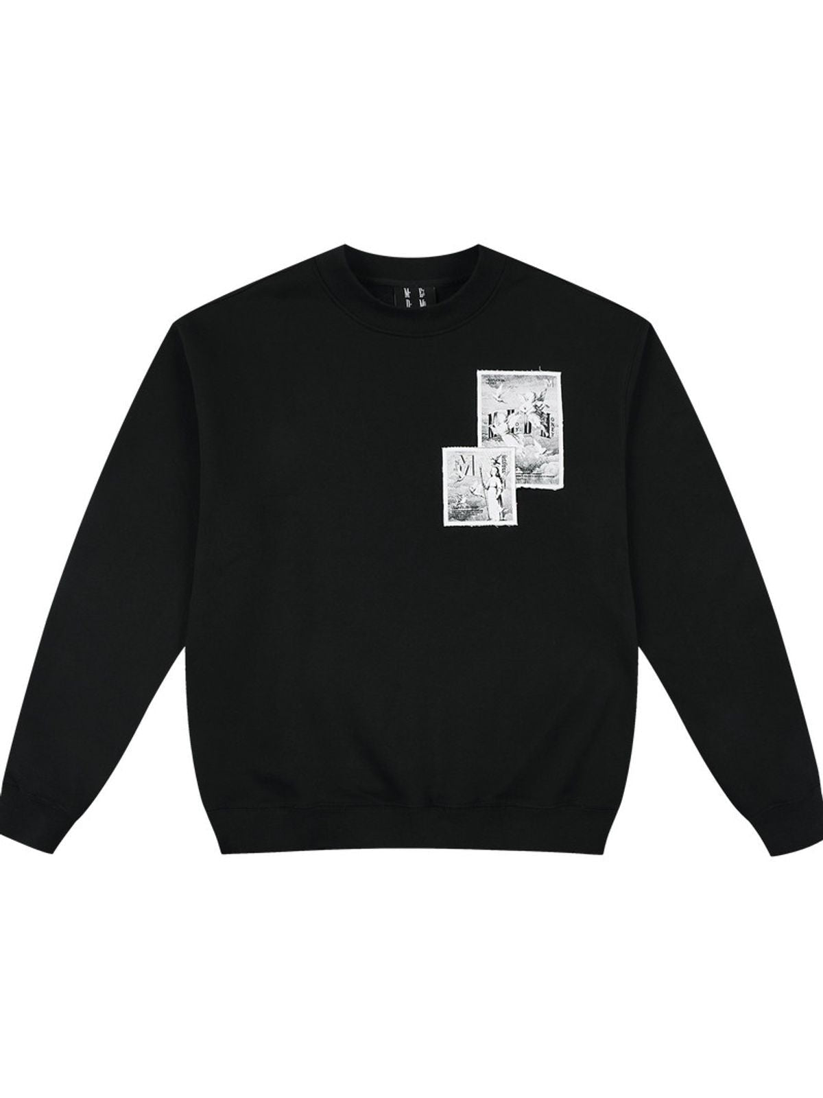 MEDM Angel Appliqu Fleece Sweatshirt in Black