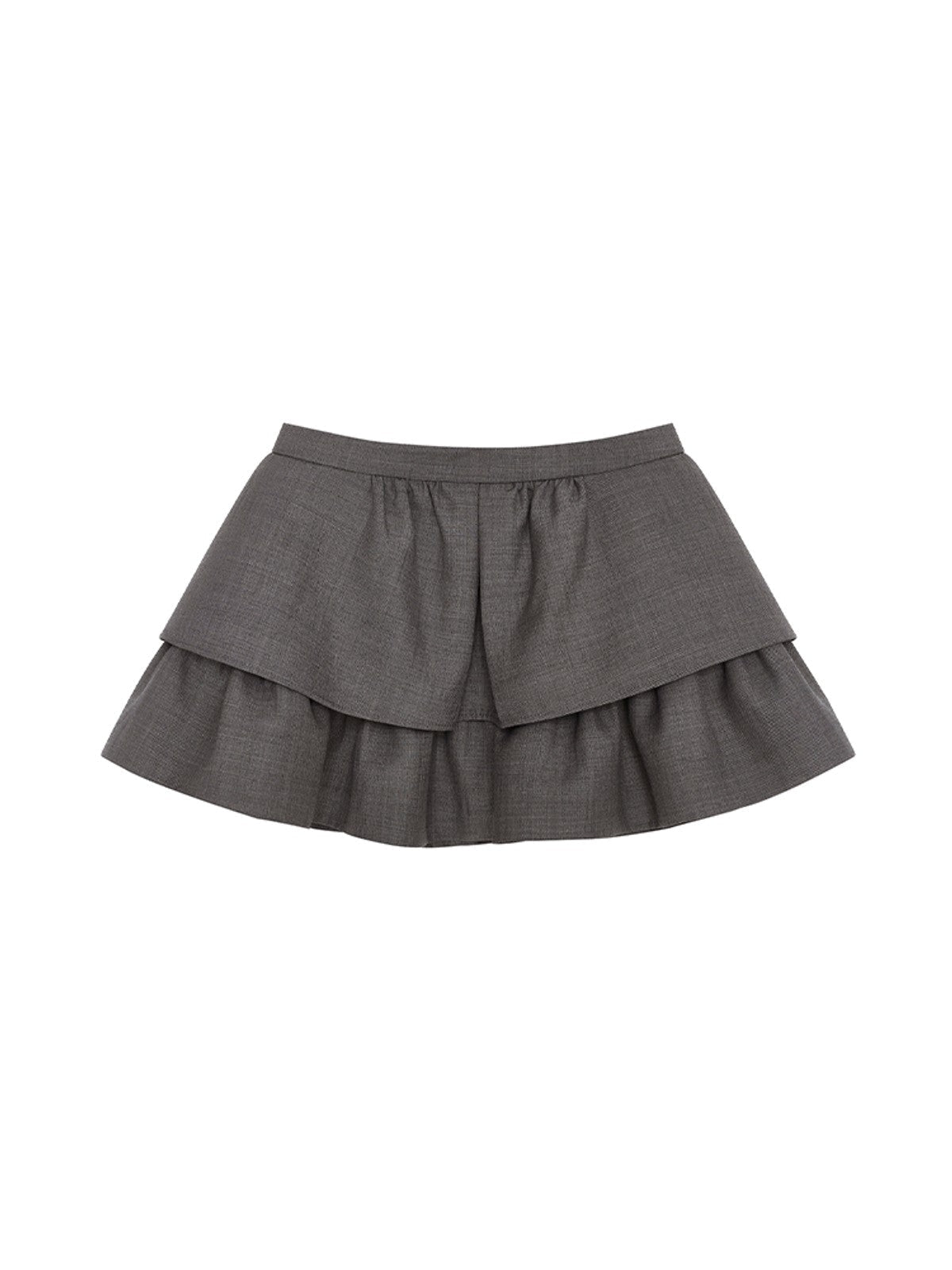 SHUSHUTONG Tiered Wavy Wool Mini Skirt in Gray