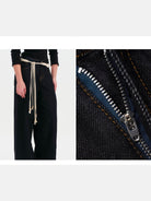 Amee Black Micro Flare Wide Leg Jeans in Black - On Model