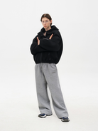 Contrast Logo Fleece Hooded Jacket in Black - Male Model #color_black