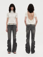 rarely alike Open Back Wool Turtleneck in White - On Model