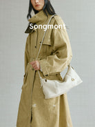 Songmont Vegetable Tanned Lambskin Pillow Hobo in Cream - On Female Model