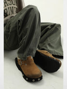 MASONPRINCE Matte Suede Platform Clogs in Black #color_black