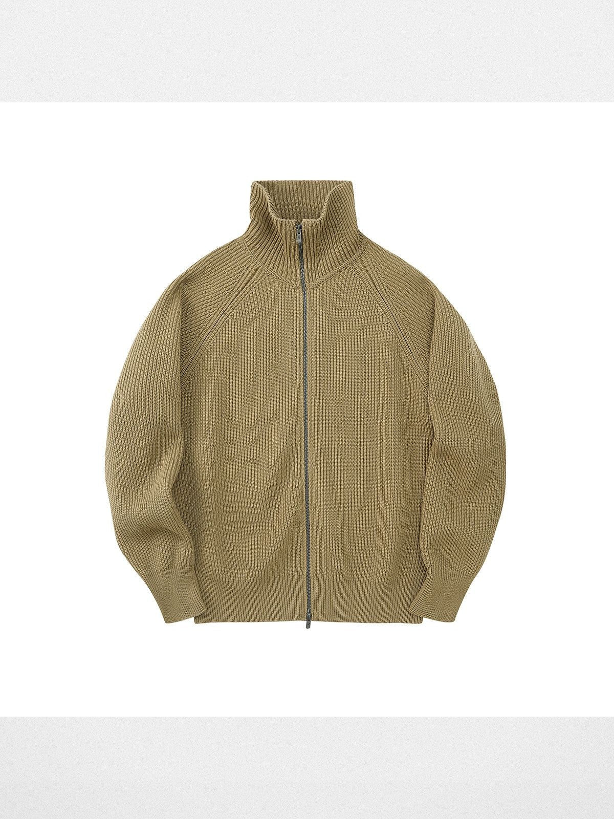NANS Heavyweight Raglan Zip Cardigan in Beige