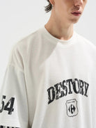 BLINDNOPLAN Distressed Faux Layered Tee in Denim - On Model