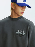 MEDM German Velvet Thermal Crewneck in Gray - On Male Model