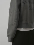 RandomPiece Cropped Cotton Zip Up Hoodie in Gray - Detail