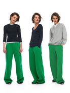 Alright then Wide Leg Cotton Blend Sweatpants in Green - On Model