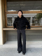 Triangle Project Wool Cashmere Hooded Zip Jacket in Black - On Male Model