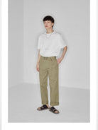 NANS Contrast Print Pima Cotton T Shirt in White - On Model