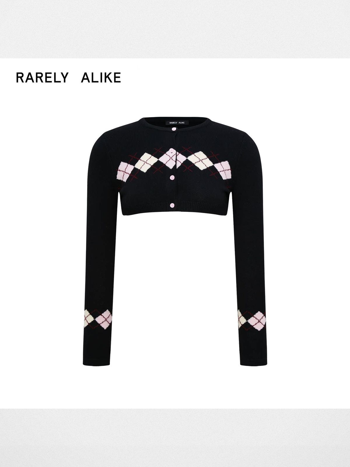 RARELY ALIKE Argyle Cardigan Camisole Set in Black