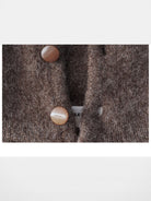 Simple Project Hooded Wool Blend Cardigan in Brown - Detail