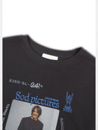 SOD Keanu Graphic Waffle Knit Top in Gray - Detail