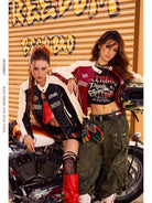 BeerBro Padded Faux Leather Moto Jacket in Red - Lifestyle