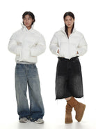 MasonPrince Cropped Down Puffer Jacket in White - On Male Model