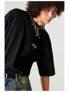 Simple Project Inverted Logo High Crew Tee in Black