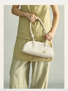 Songmont Small Nappa Leather Bowling Bag in White - On Model